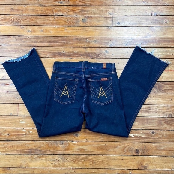 7 for all Mankind A pocket bootcut jeans soft ripped bottom leg high rise size28 - Picture 4 of 15